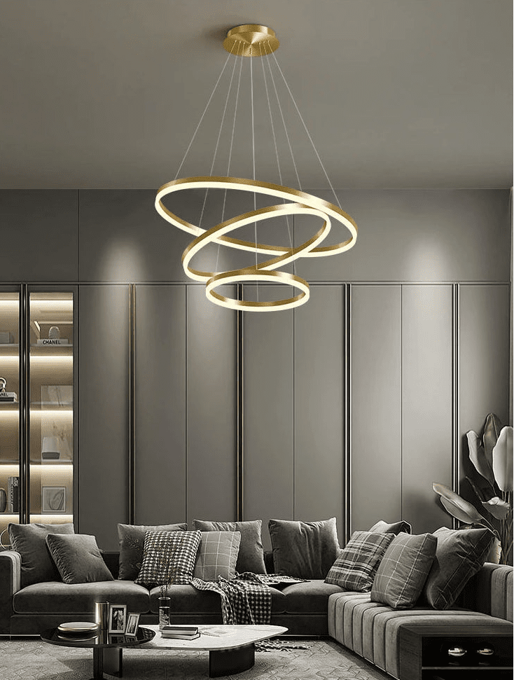 Suspension Luminaire Design Anneaux LED Aluminium Moderne