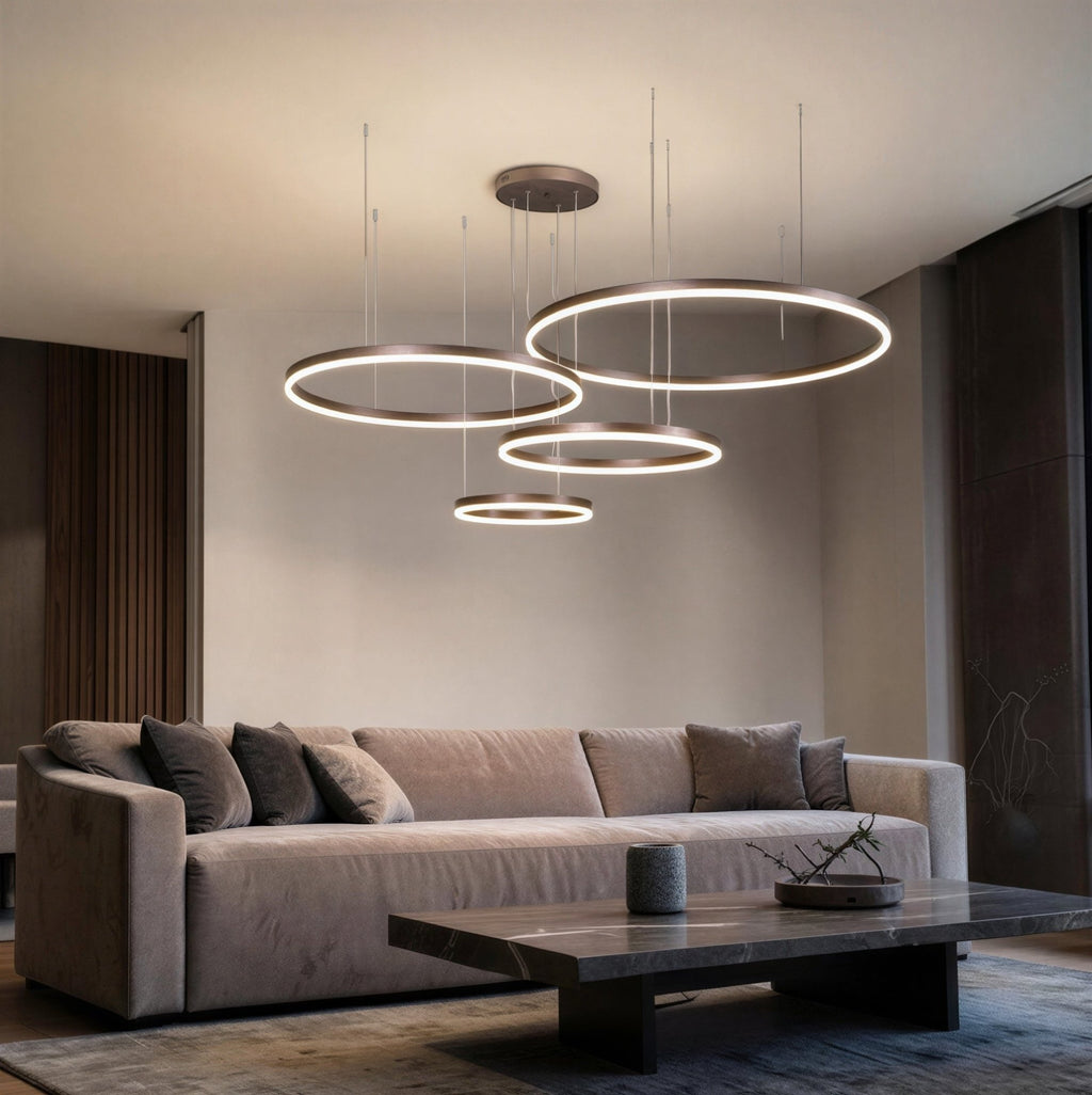 Suspension Luminaire Design Anneaux LED Aluminium Nordique