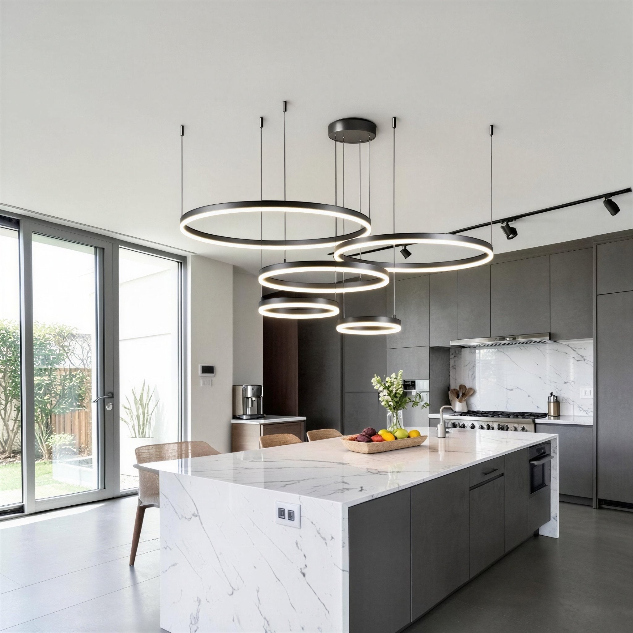 Suspension Luminaire Design Anneaux LED Aluminium Nordique