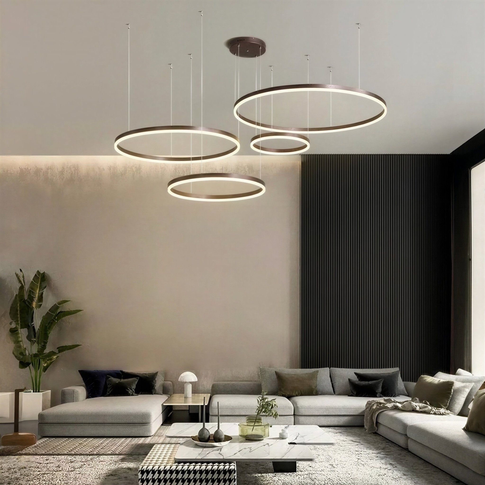 Suspension Luminaire Design Anneaux LED Aluminium Nordique