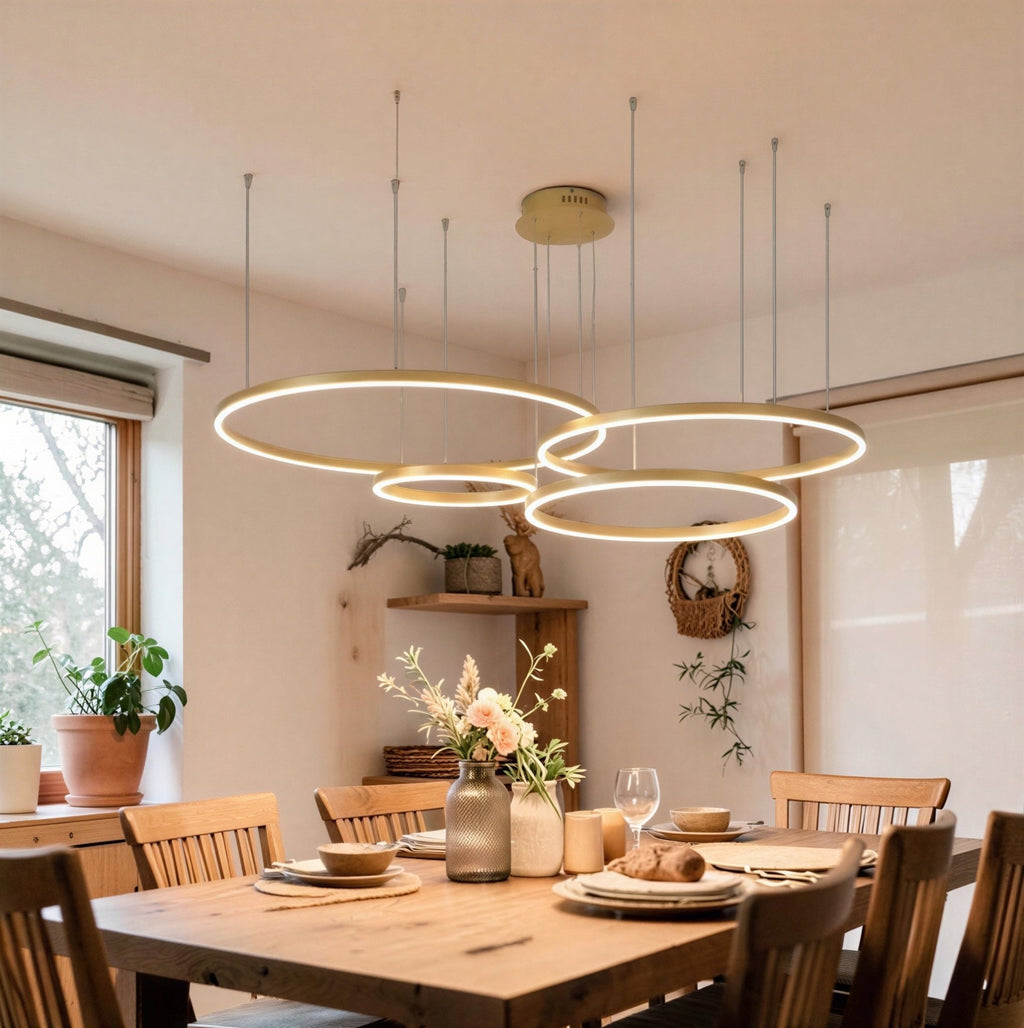 Suspension Luminaire Design Anneaux LED Aluminium Nordique