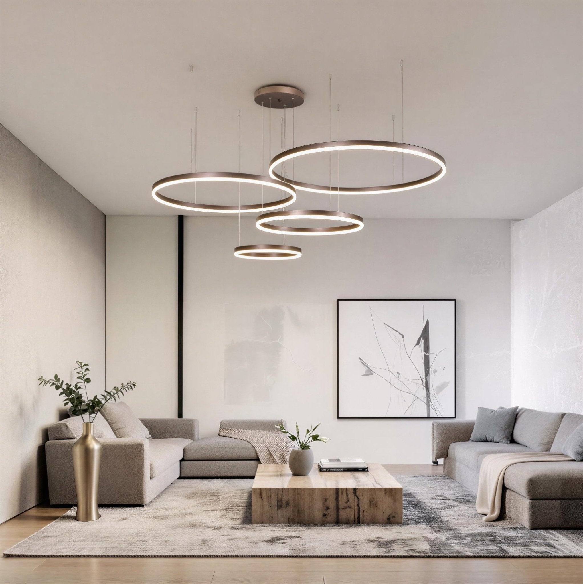 Suspension Luminaire Design Anneaux LED Aluminium Nordique