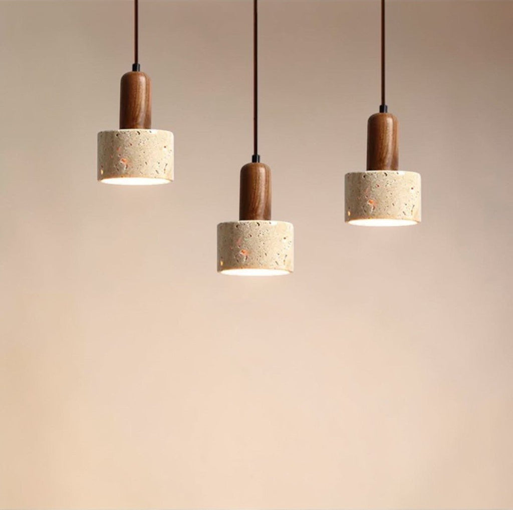 Suspension Luminaire Bois Béton Style Industriel Japonais