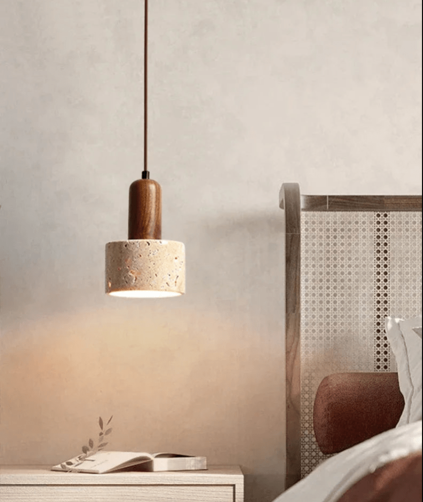 Suspension Luminaire Bois Béton Style Industriel Japonais