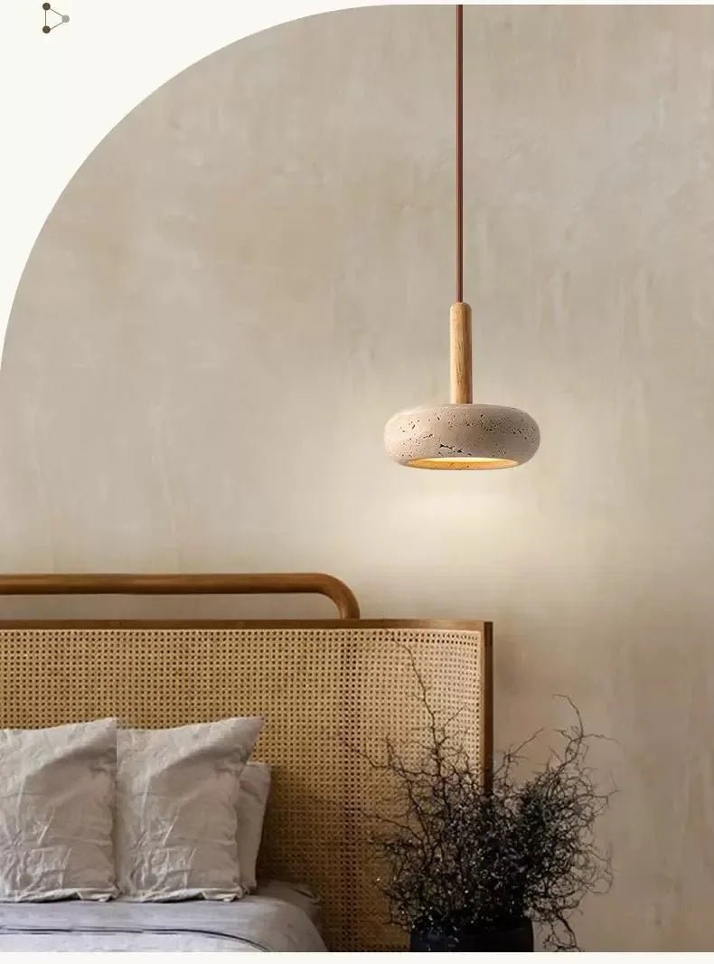Suspension Luminaire Bois & Béton Nordique Texturé — 3 Finitions