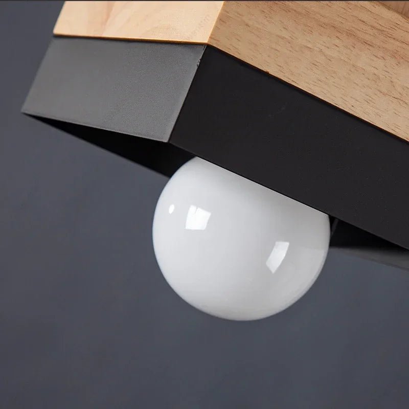 Suspension Luminaire Design Bois Gravé Loft Industriel Nordique