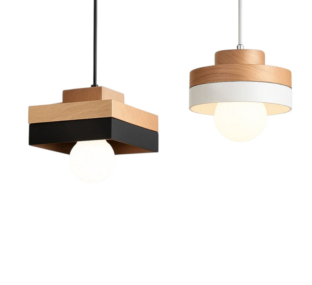 Suspension Luminaire Design Bois Gravé Loft Industriel Nordique