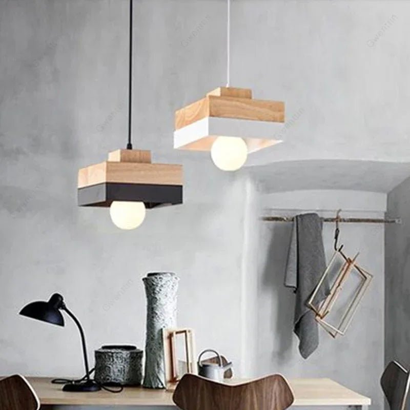 Suspension Luminaire Design Bois Gravé Loft Industriel Nordique