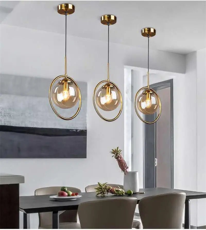 Suspension Luminaire Design Boule Verre Loft — 3 Formats