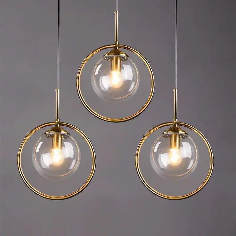 Suspension Luminaire Design Boule Verre Loft — 3 Formats