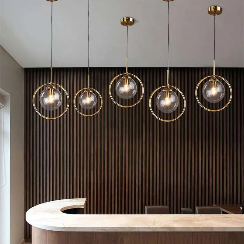 Suspension Luminaire Design Boule Verre Loft — 3 Formats