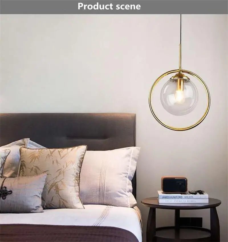Suspension Luminaire Design Boule Verre Loft — 3 Formats