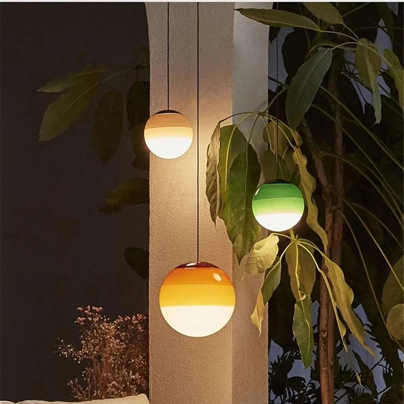 Suspension Luminaire Design Boule Verre Coloré Dégradé Nordique