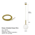 Suspension Luminaire Design Boule Verre Laiteux & Tige Laiton Minimaliste
