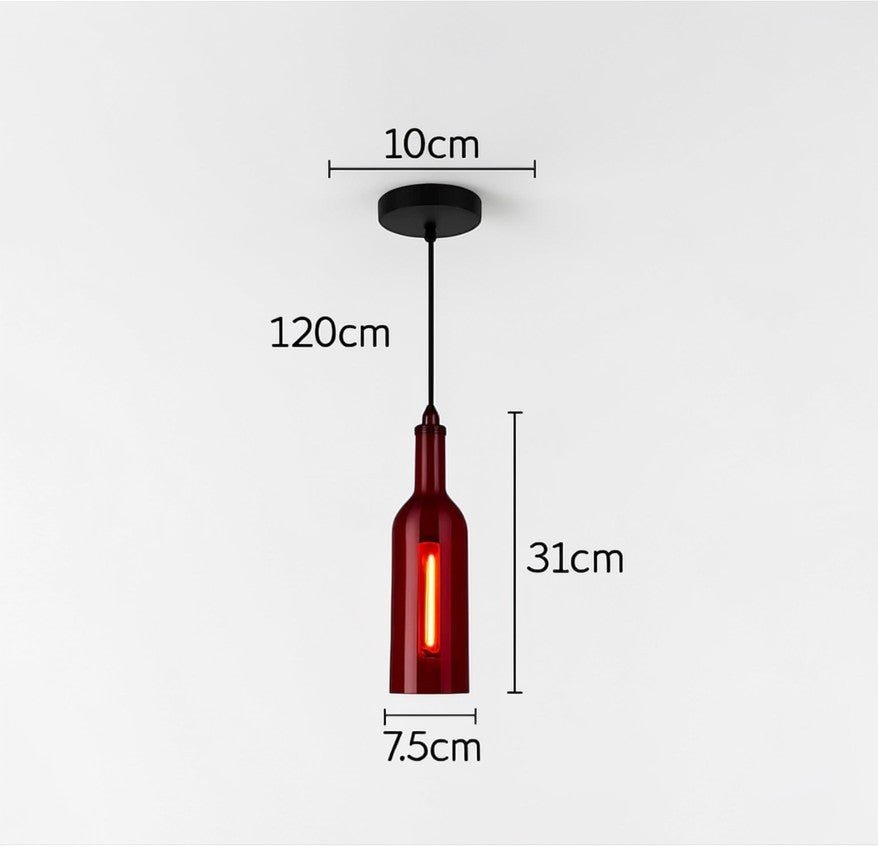Luminaire Suspension Design Bouteille Vin Verre Coloré LED Créatif