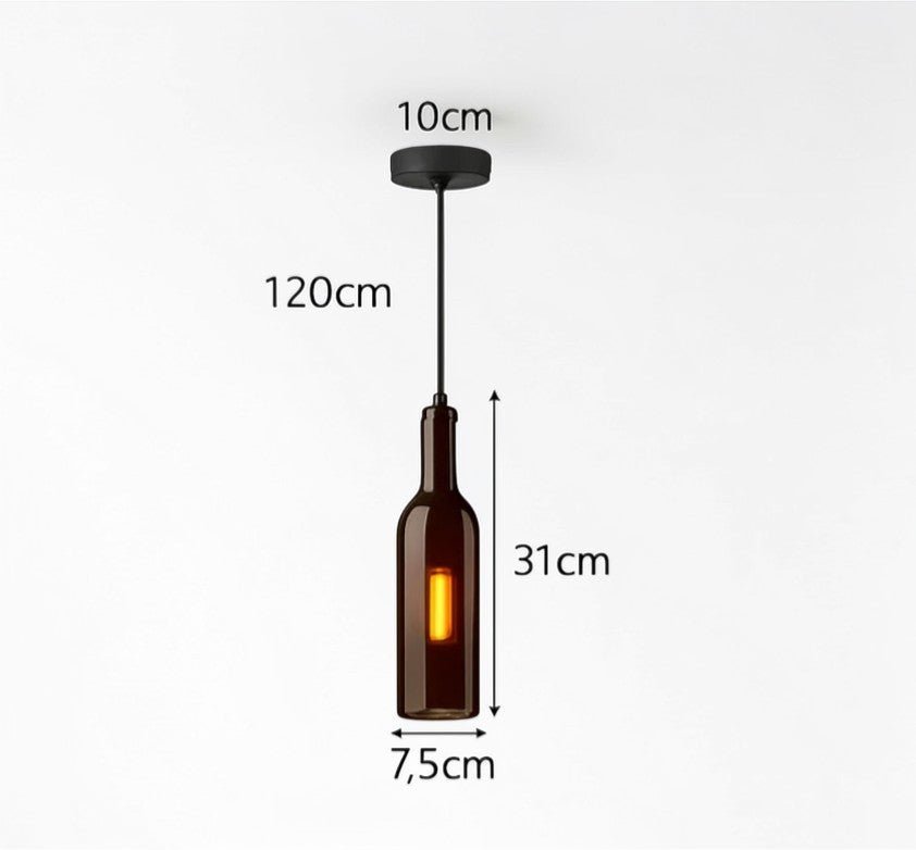 Luminaire Suspension Design Bouteille Vin Verre Coloré LED Créatif