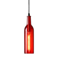 Suspension Luminaire Design Bouteille Verre Coloré & Ampoule Edison