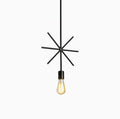 Suspension Luminaire Design Cadre Géométrique Noir & Ampoule Apparente