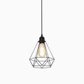 Suspension Luminaire Design Cage Diamant Fer Noir & Rail Rectangulaire
