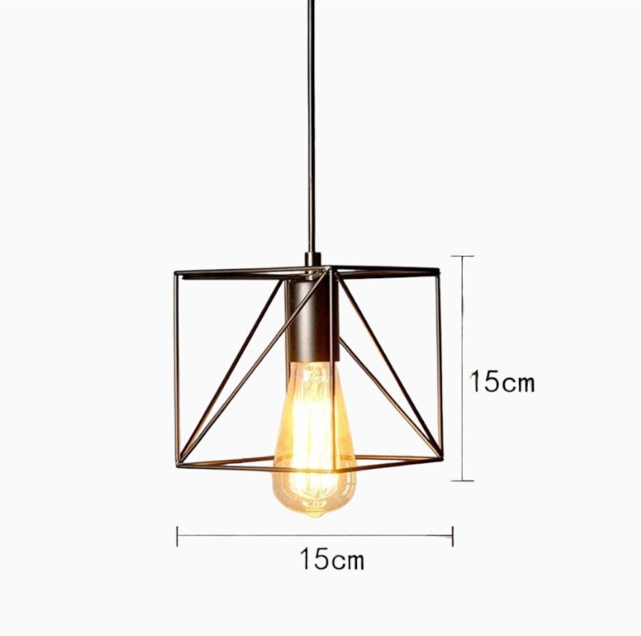 Suspension Luminaire Design Cage Industrielle Vintage Fer Noir