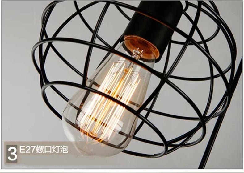 Suspension Luminaire Design Cage Industrielle Vintage Fer Noir