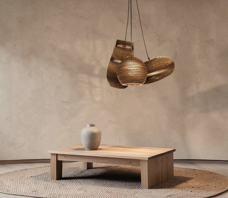 Suspension Luminaire Design Carton Recyclé Formes Organiques Écologique