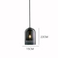 Suspension Luminaire Design Cloche Verre Double Paroi — Gris Fumé & Ambre