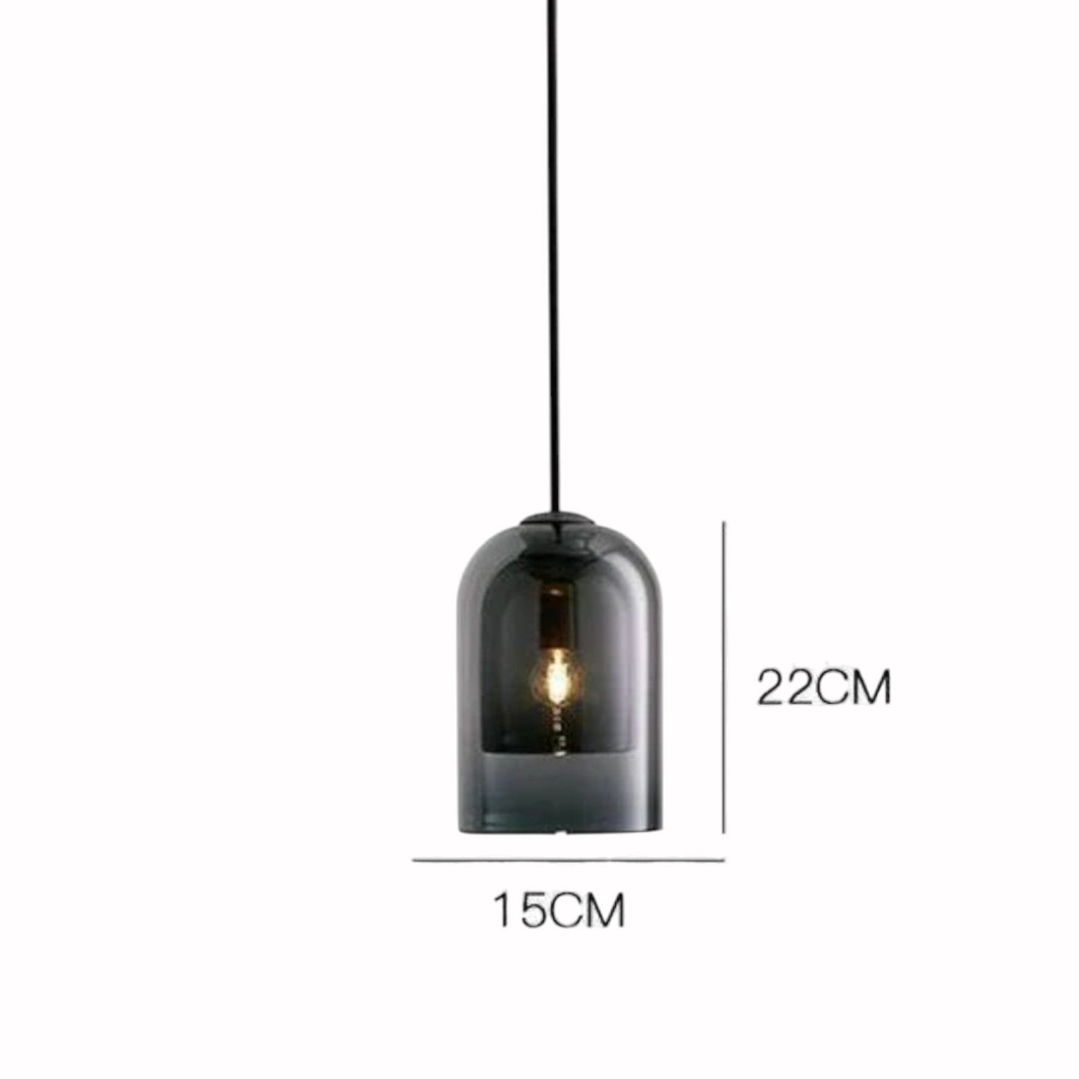 Suspension Luminaire Design Cloche Verre Double Paroi — Gris Fumé & Ambre