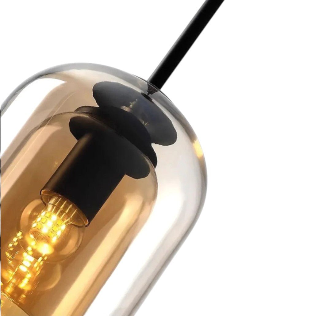 Suspension Luminaire Design Cloche Verre Fumé & Ampoule Edison