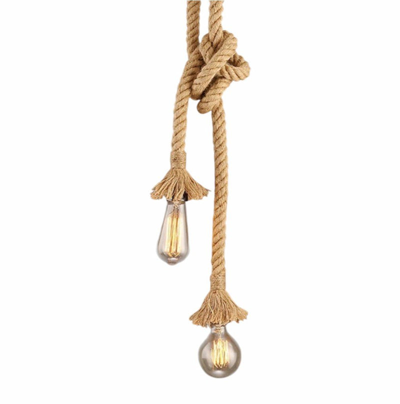Suspension Luminaire Design Corde Chanvre Tressée Nœud Marin Vintage