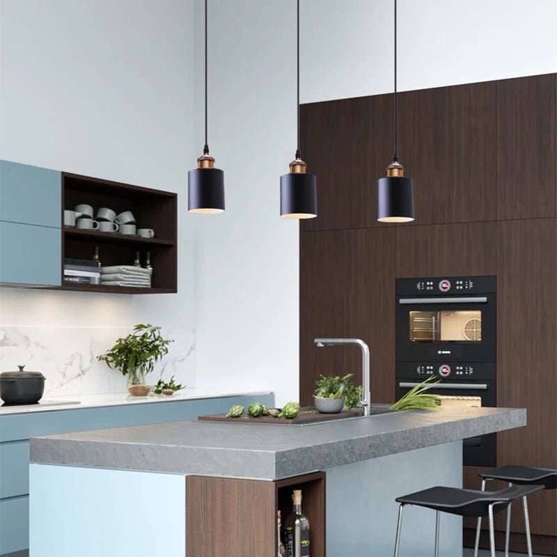 Suspension Luminaire Design Cylindre Béton & Douille Cuivre Brossé