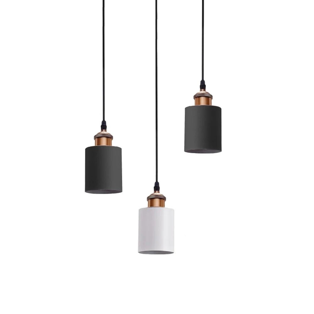 Suspension Luminaire Design Cylindre Béton & Douille Cuivre Brossé