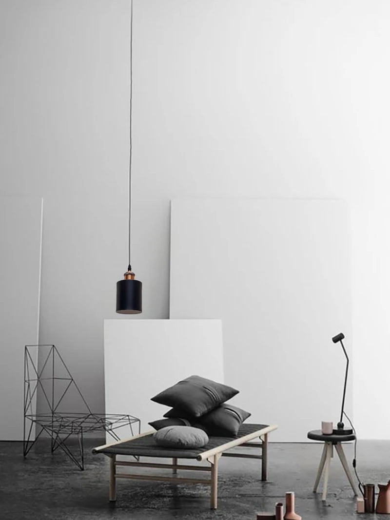 Suspension Luminaire Design Cylindre Béton & Douille Cuivre Brossé