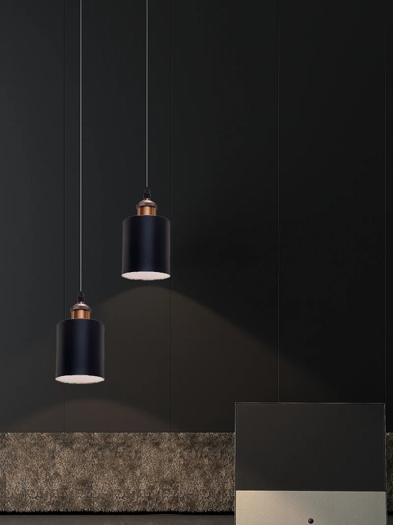 Suspension Luminaire Design Cylindre Béton & Douille Cuivre Brossé