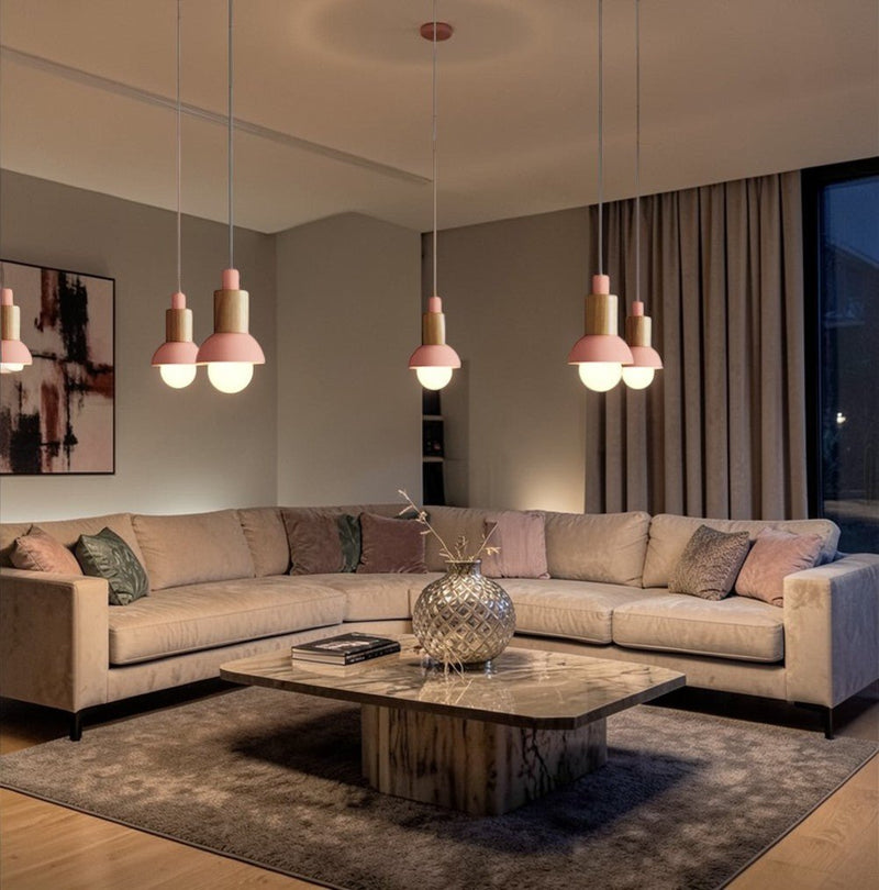 Suspension Luminaire Bois Cylindrique & Métal