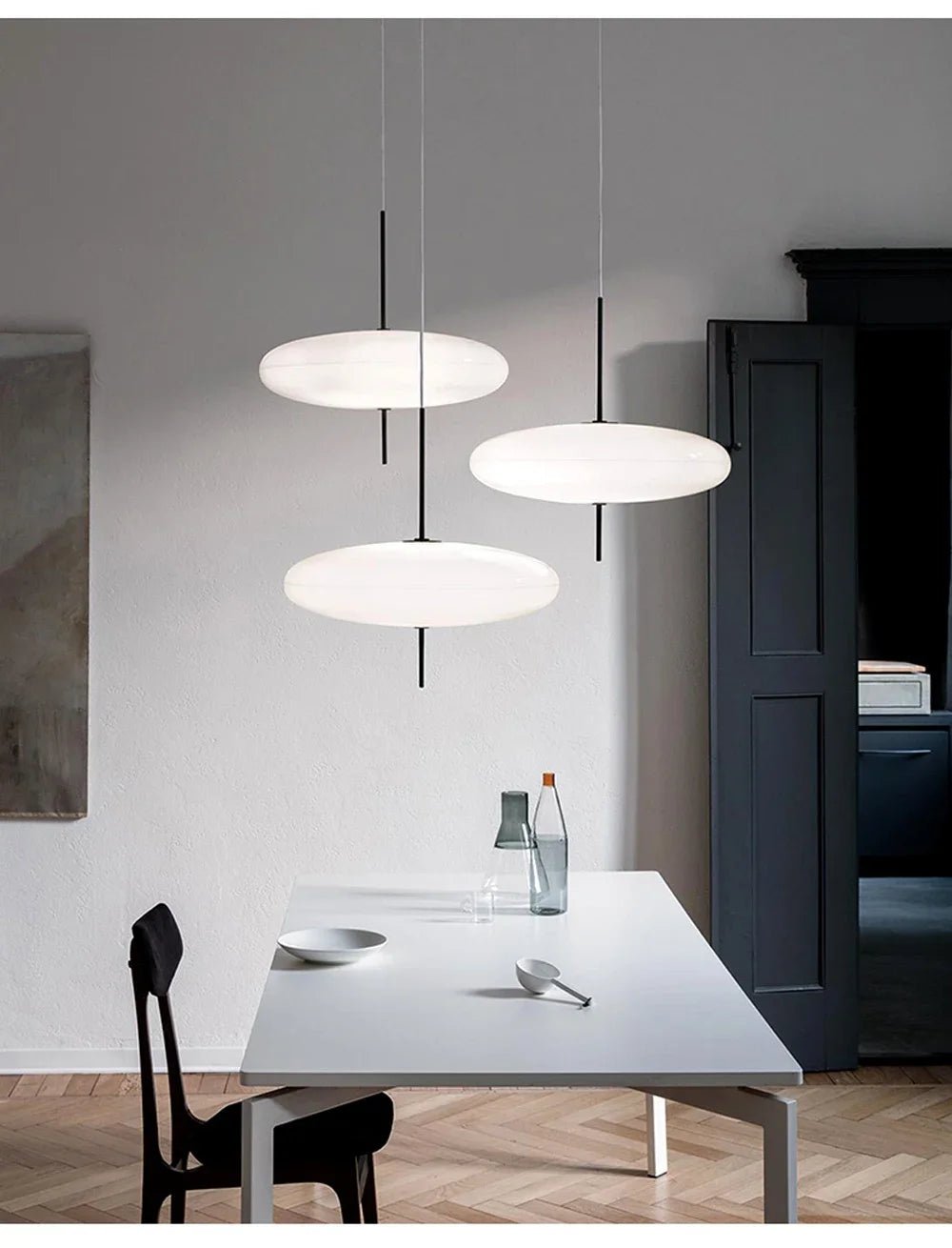 Suspension Luminaire Design Disque LED Minimaliste — Blanc ou Noir