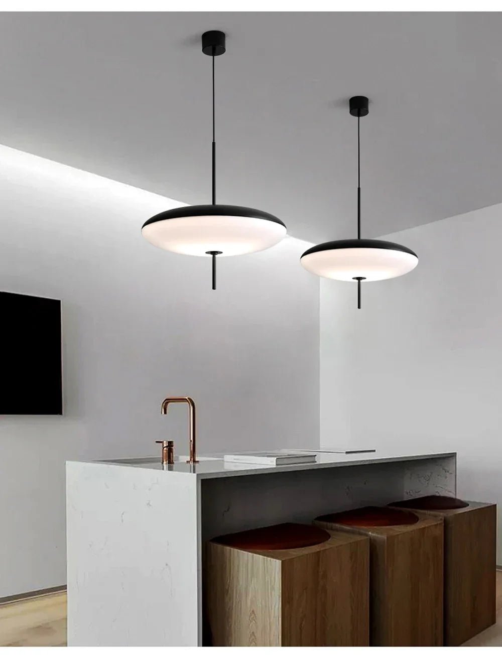 Suspension Luminaire Design Disque LED Minimaliste — Blanc ou Noir