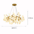 Suspension Luminaire Design Feuilles Ginkgo Céramique & Armature Dorée