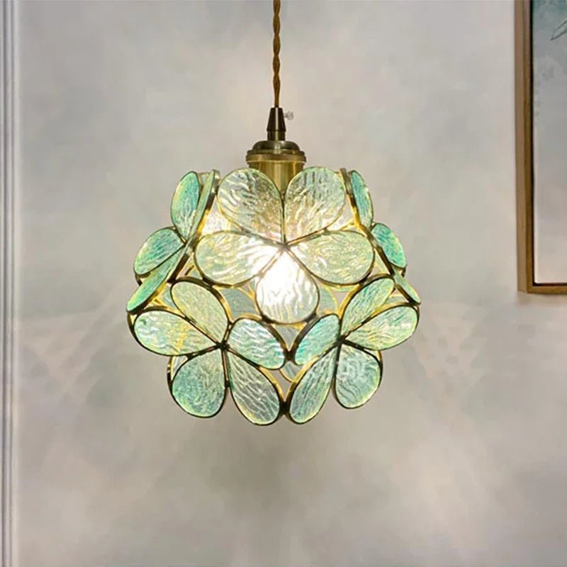Luminaire Suspension Design Fleur Lotus Verre & Cuivre — 5 Coloris
