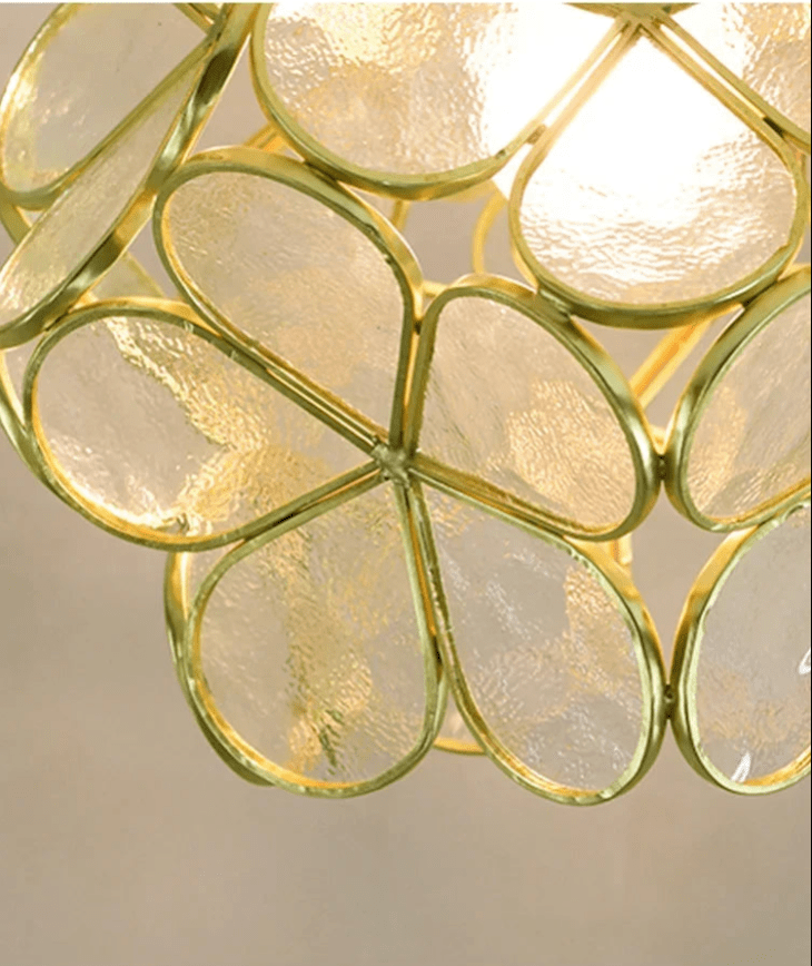 Luminaire Suspension Design Fleur Lotus Verre & Cuivre — 5 Coloris