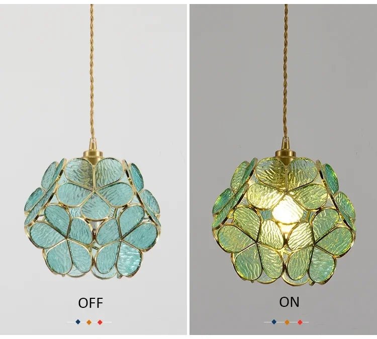 Luminaire Suspension Design Fleur Lotus Verre & Cuivre — 5 Coloris