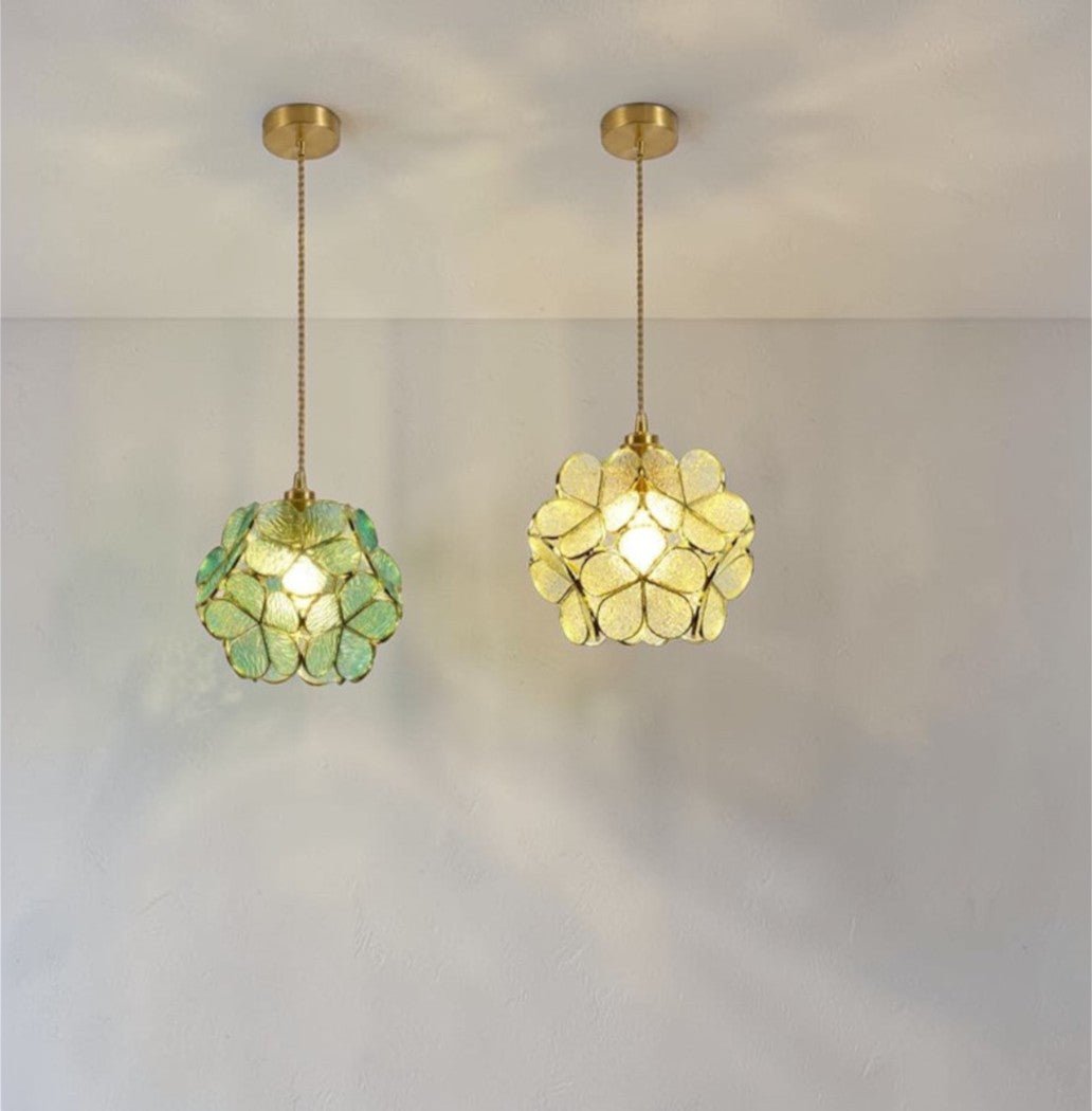 Luminaire Suspension Design Fleur Lotus Verre & Cuivre — 5 Coloris