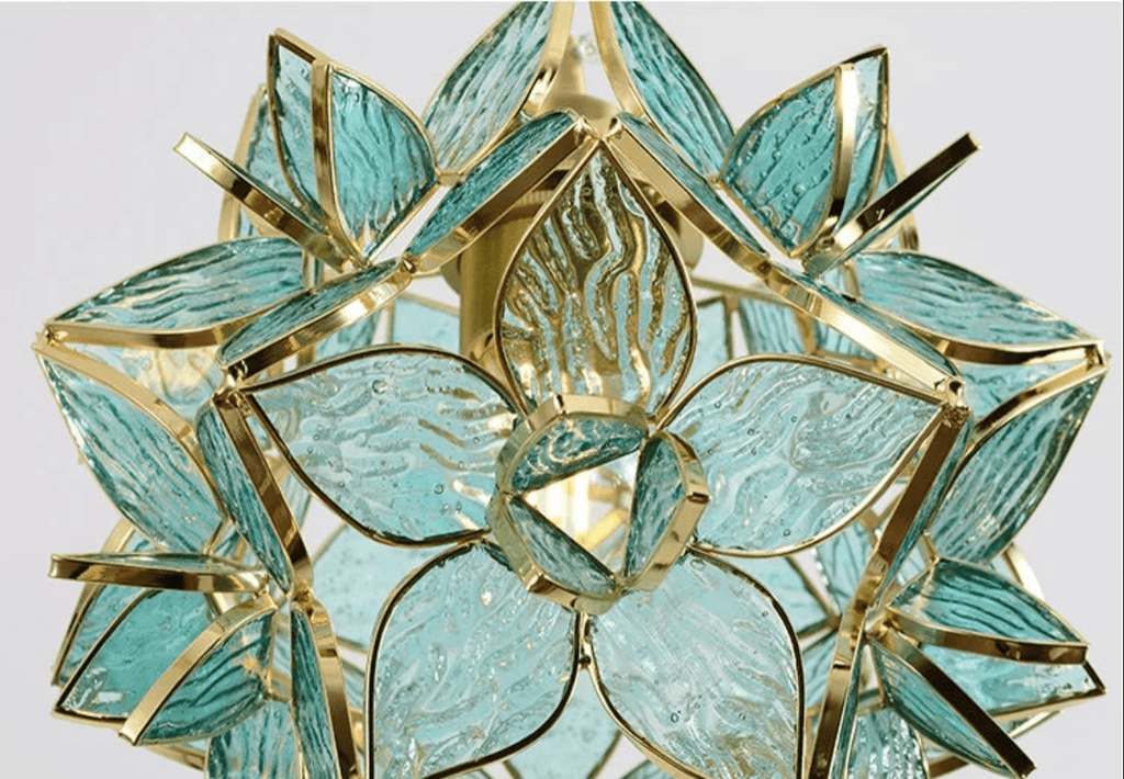 Luminaire Suspension Design Fleur Lotus Verre & Cuivre — 5 Coloris