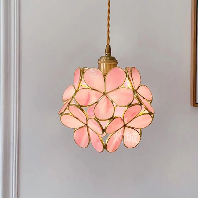 Luminaire Suspension Design Fleur Lotus Verre & Cuivre — 5 Coloris