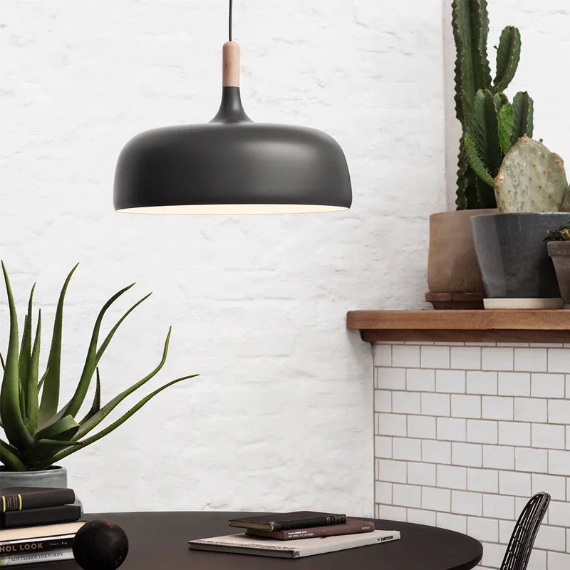 Suspension Bois Design Grand Dôme Macaron Métal & Bois