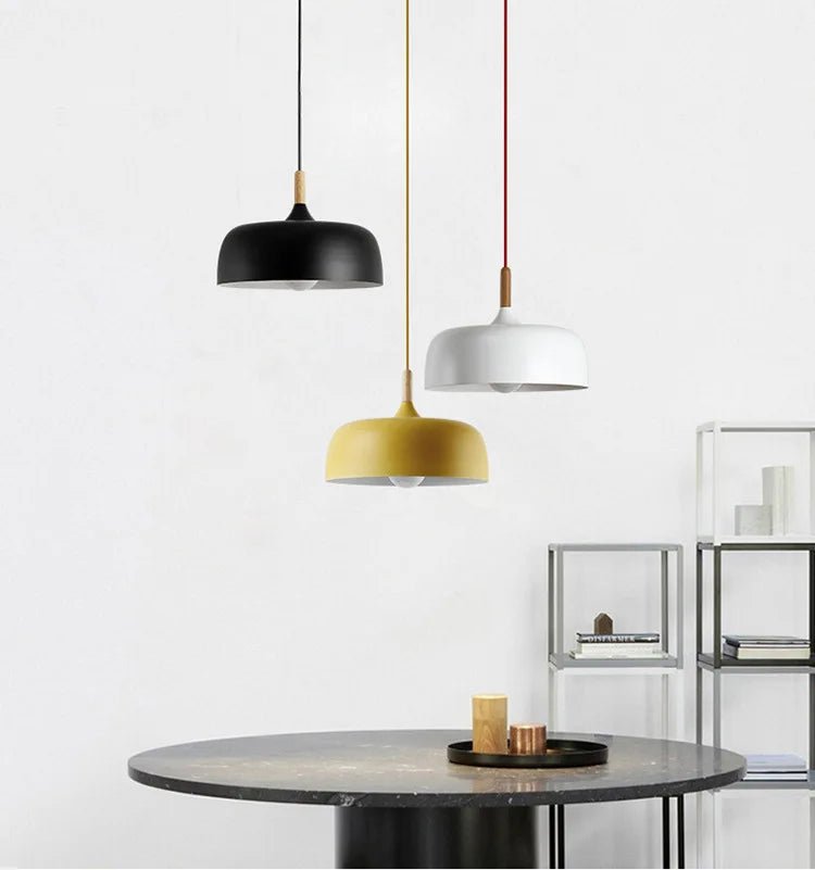 Suspension Bois Design Grand Dôme Macaron Métal & Bois