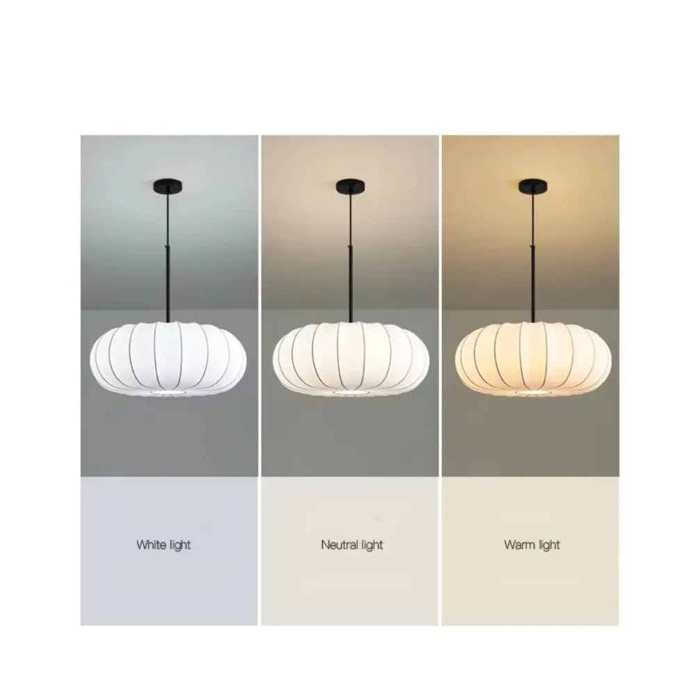 Luminaire Suspension Design Lanterne Japonaise Soie Tressée — 3 Tailles