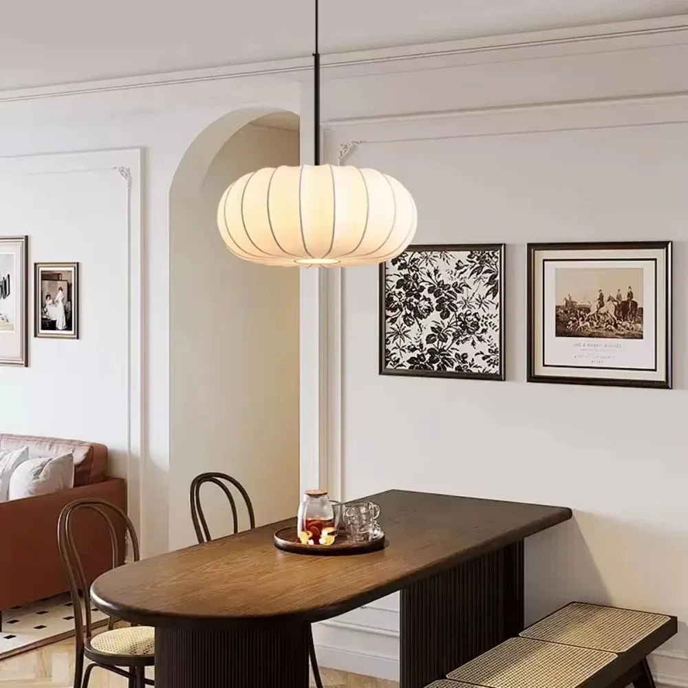 Luminaire Suspension Design Lanterne Japonaise Soie Tressée — 3 Tailles