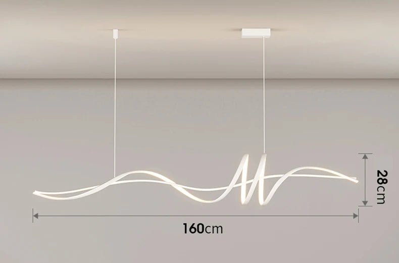 Luminaire Suspension Design Ondulée Vague Moderne Aluminium — 3 Finitions