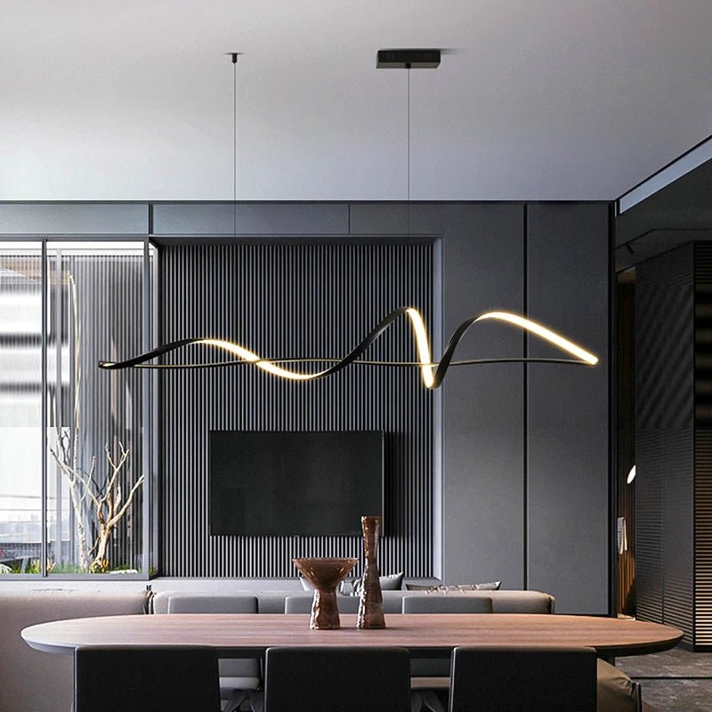 Luminaire Suspension Design Ondulée Vague Moderne Aluminium — 3 Finitions